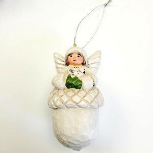 Pam Schifferl Girl on Acorn holding Bird Ornament